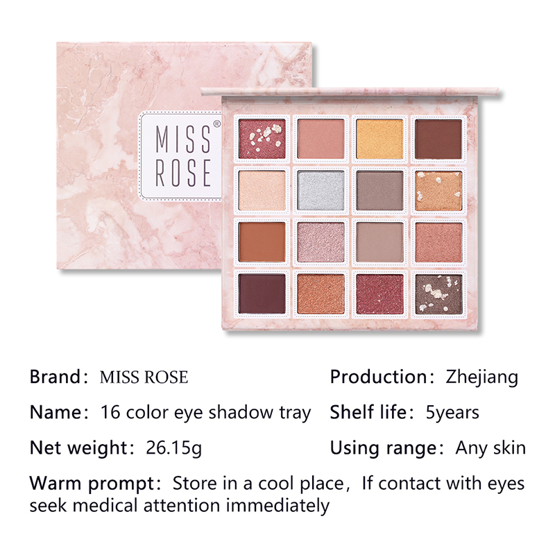MISS ROSE 16色眼影eyeshadow外贸跨境彩妆盘珠光哑光眼影盘详情3