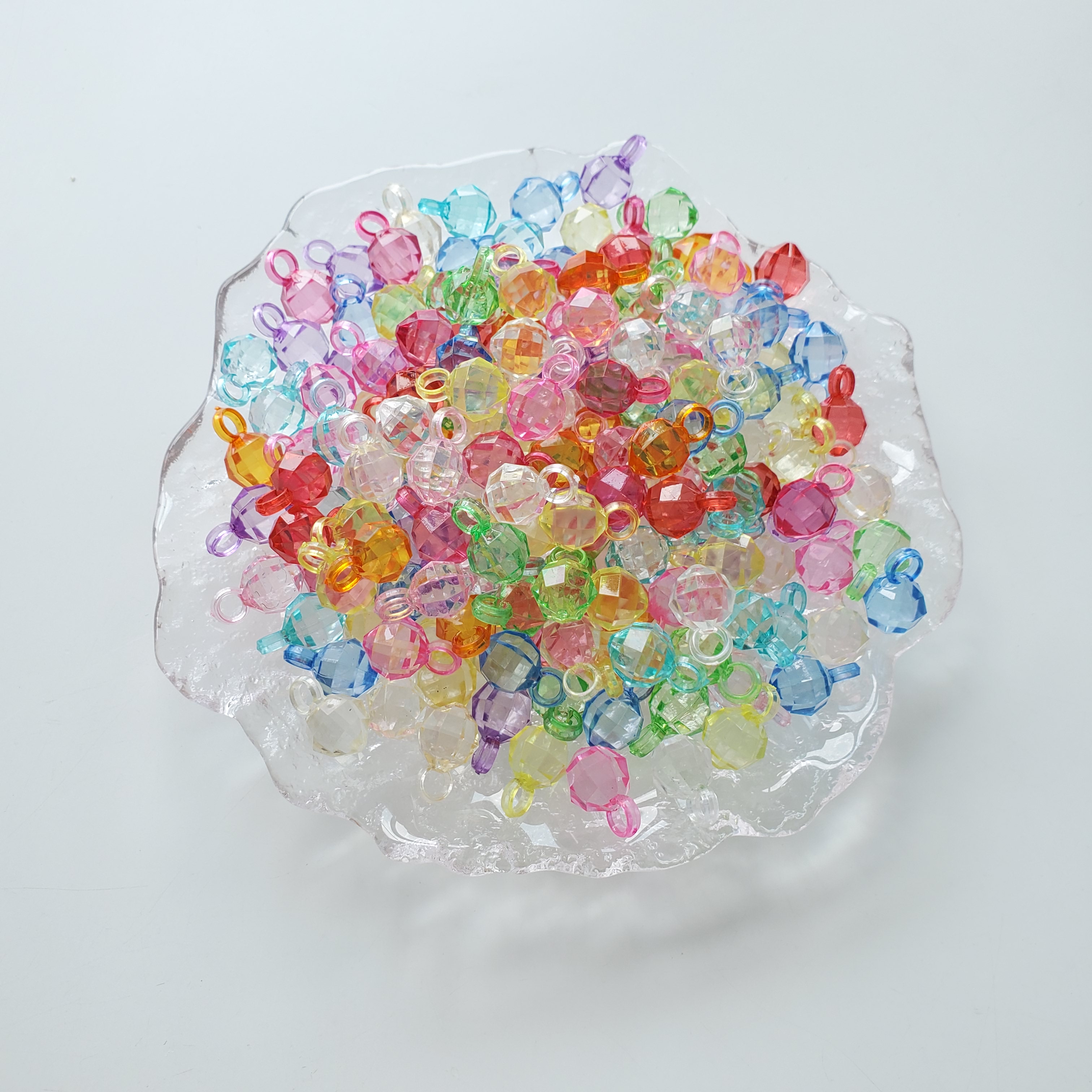 Chen Ming Ornaments Cute 11.5mm cut face round transparent pendant National costume headdress earrings DIY accessories whole pack 640 pieces for sale