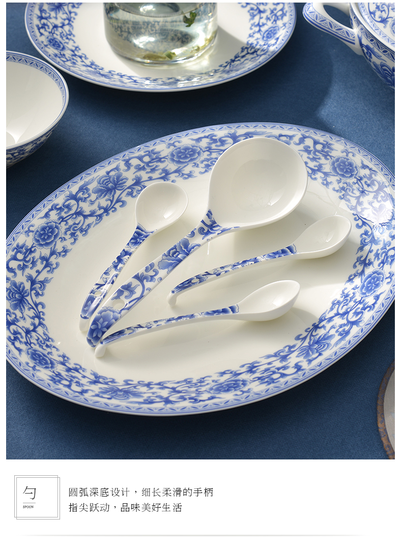 华光国瓷 碗碟套装骨瓷餐具套装家用 高温釉中彩礼盒装 青花欲语详情12