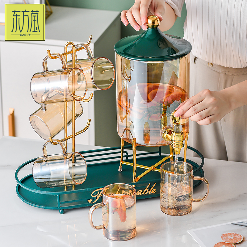 玻璃水具陶瓷水具轻奢高颜值高硼硅玻璃冷水壶带龙头家用大容量可乐桶饮料果汁桶耐高温凉水壶水杯套装礼品详情6