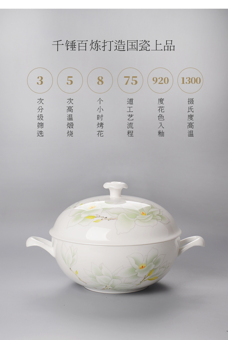 华光骨瓷国瓷釉中彩套装餐具32头/46头白玉兰礼盒装详情13