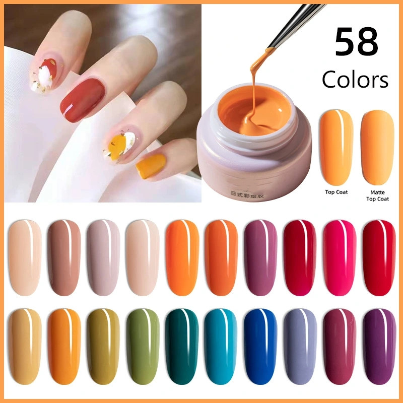Wholesale new nail art Japanese painted glue canned glue 58 color nail salon phototherapy glue Japanese nail oil glue 5g pack thumbnail