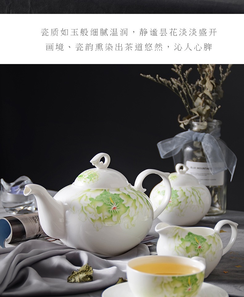 Huaguang National Porcelain Spring Full Garden Cup and Pot Set, Bone China Tea Set, Home Gift Box pic 4