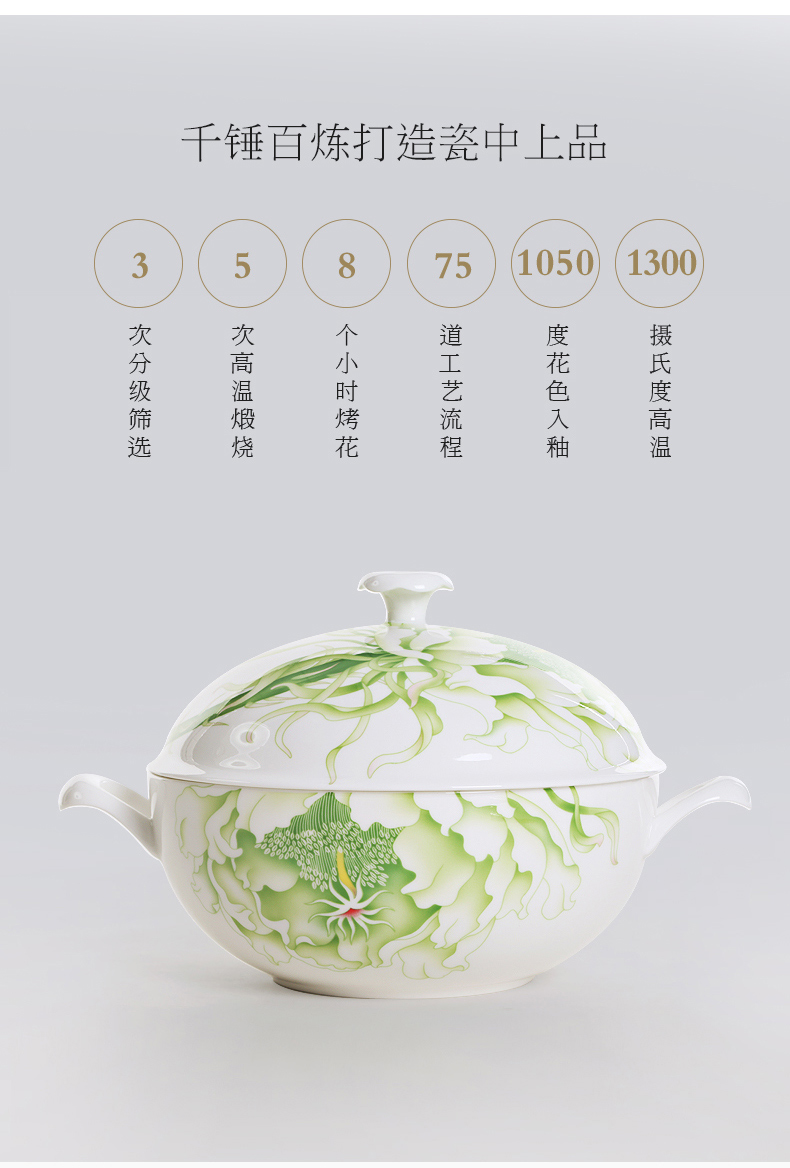 华光国瓷 骨瓷碗碟套装家用 餐具套装 釉中彩新中式礼盒 春色满园详情15