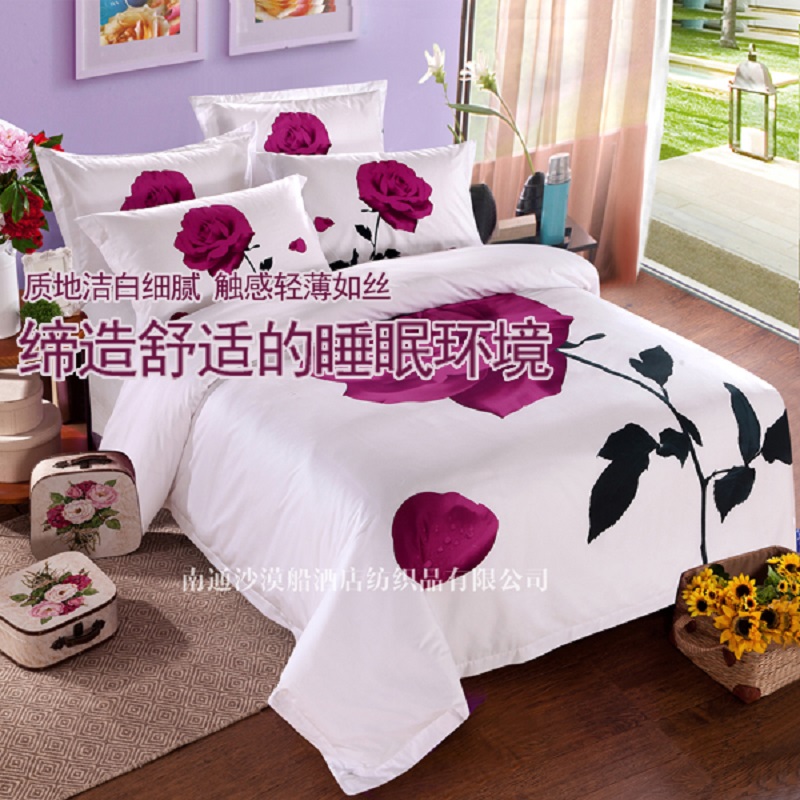 Hotel Bedding Purple Rose Hotel Linen Bedding A version Jet Unique Positioning Print B Version 80 jet Tribute Satin details Picture