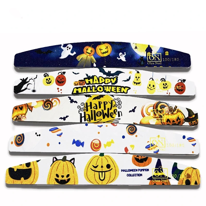 Nail tools Nail file Half-moon print nail polish bar Halloween color print sandpaper file