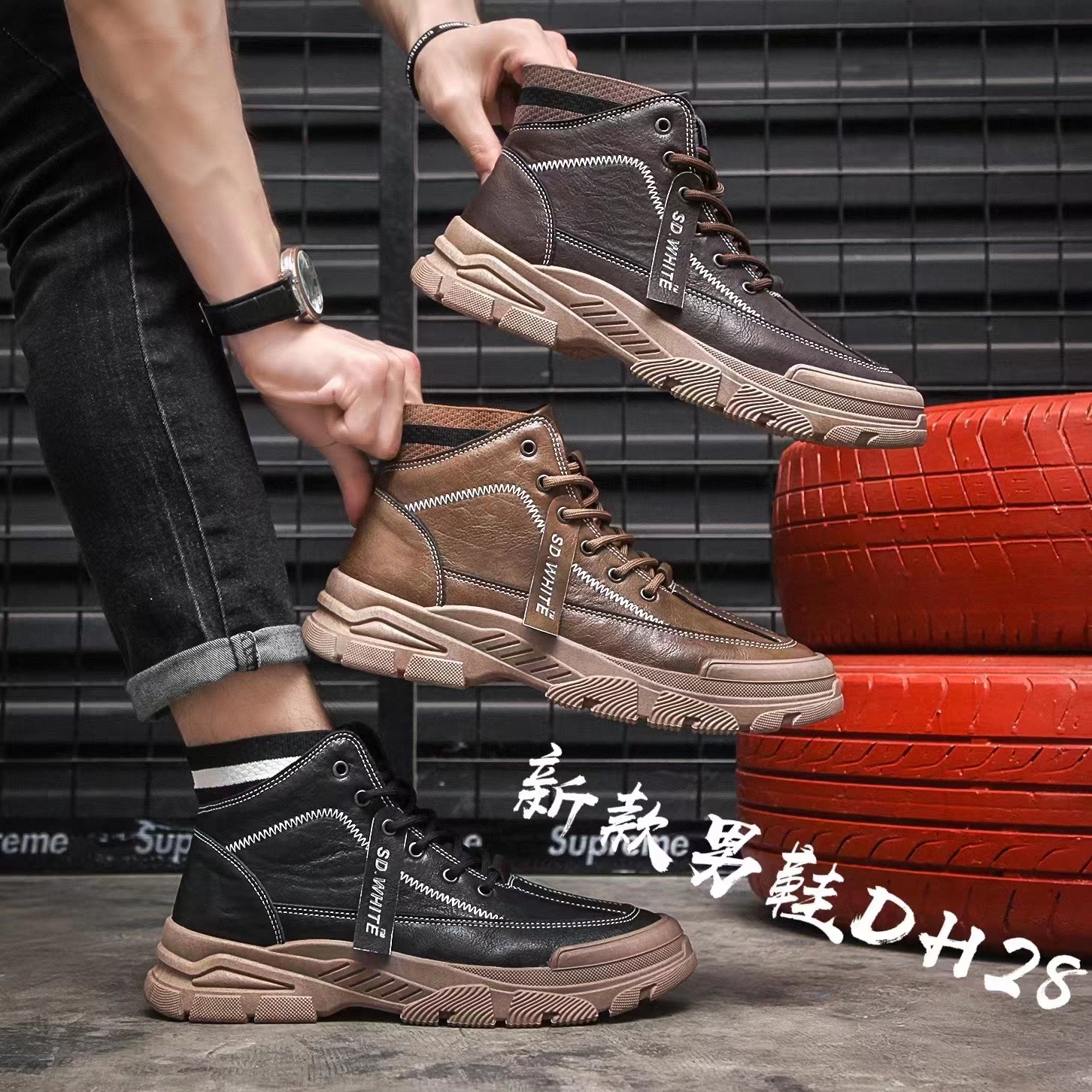 2022 men's leather boots High top cotton shoes new Doc Martens fashion