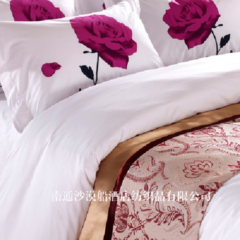 Hotel Bedding Purple Rose Hotel Linen Bedding A version Jet Unique Positioning Print B Version 80 jet Tribute Satin Specification image