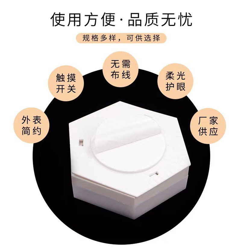220722 COB control remoto hexagonal gabinete luz clap lámpara dormitorio cocina pasillo cabeza de cama luz de noche pequeña lámpara de noche 1 remolque 3led luz de noche pequeña pic 12
