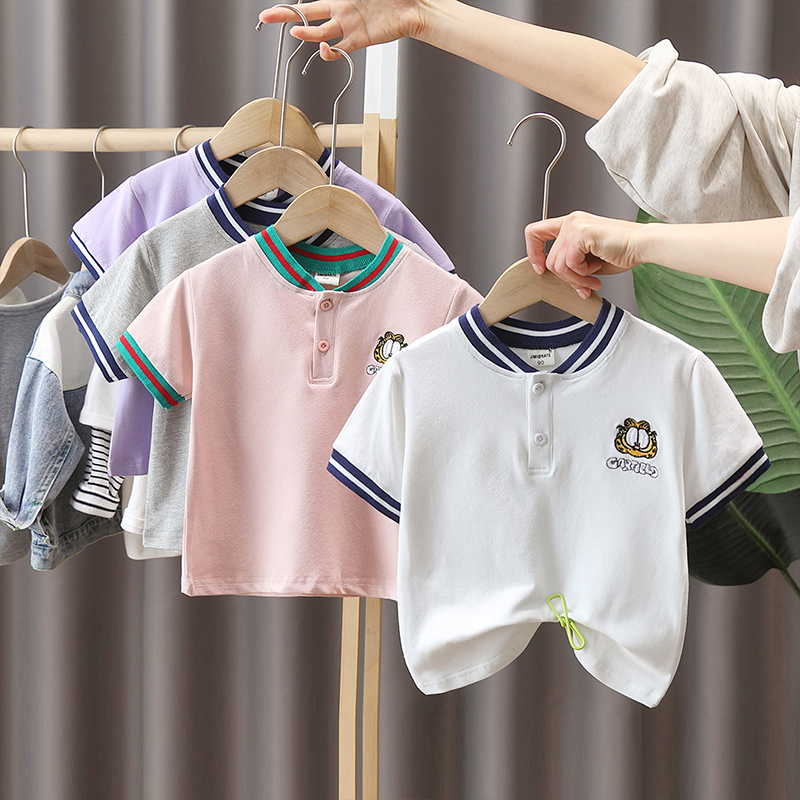 Children's clothing, boys' short-sleeved T-shirts for summer 2022, children's cartoon T-shirts, baby summer polo half-sleeved new style pic 6