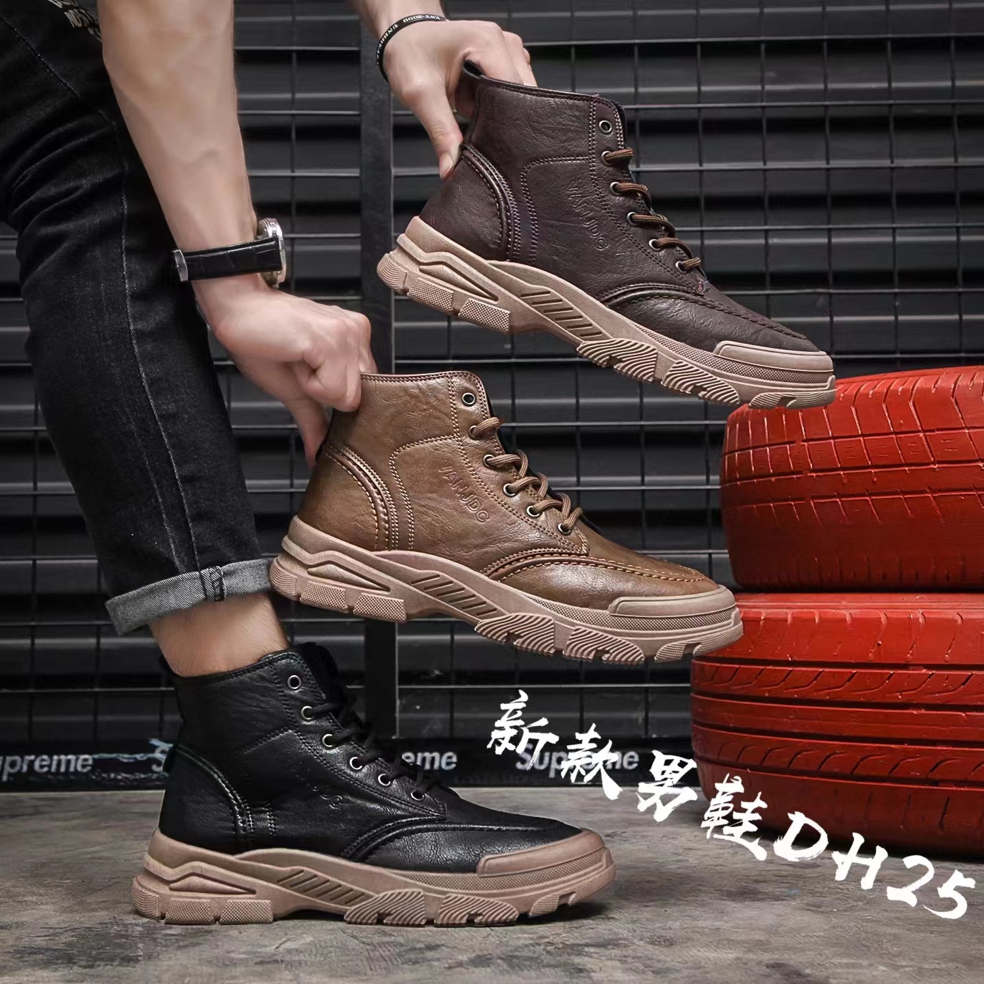 2022 men's leather boots, high top cotton-padded shoes, the new Doc Martens are stylish and versatile thumbnail
