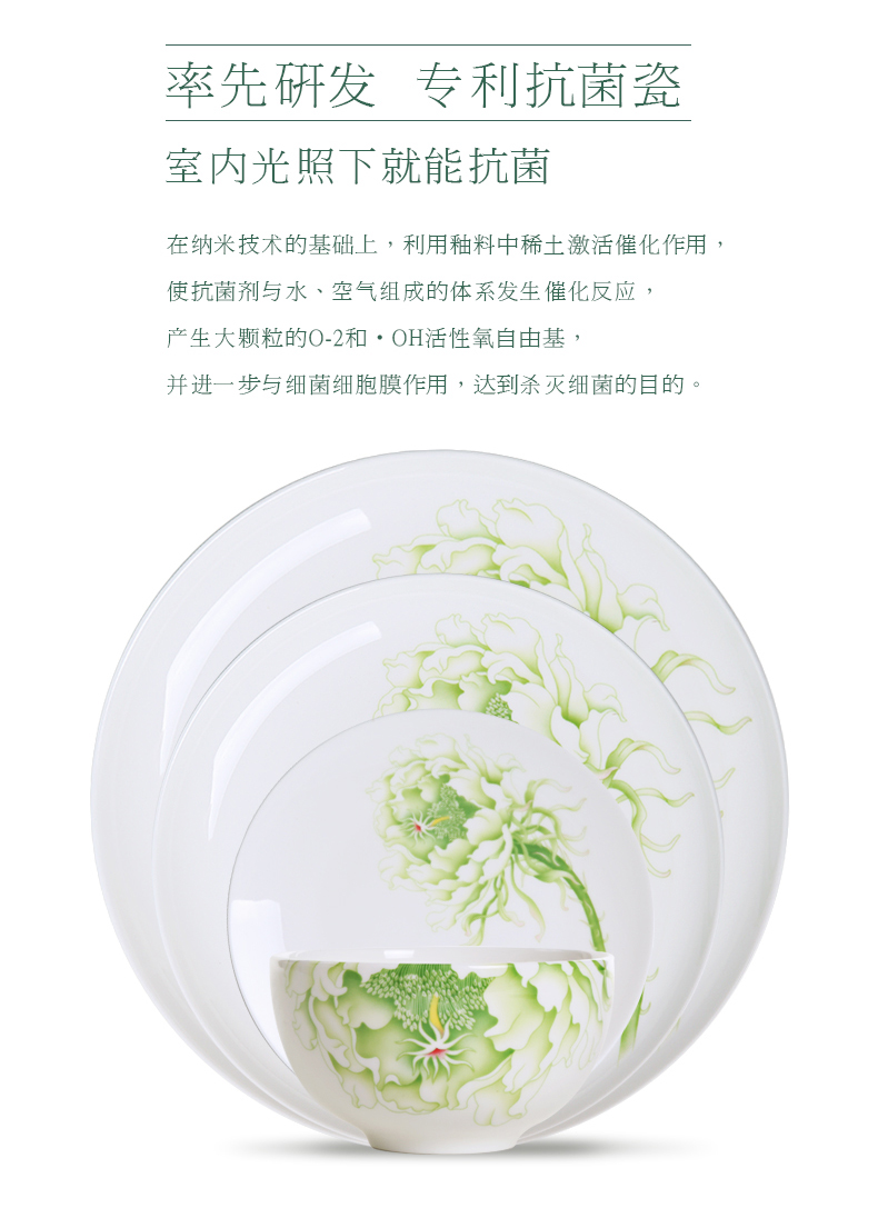 华光国瓷 骨瓷碗碟套装家用 餐具套装 釉中彩新中式礼盒 春色满园详情3