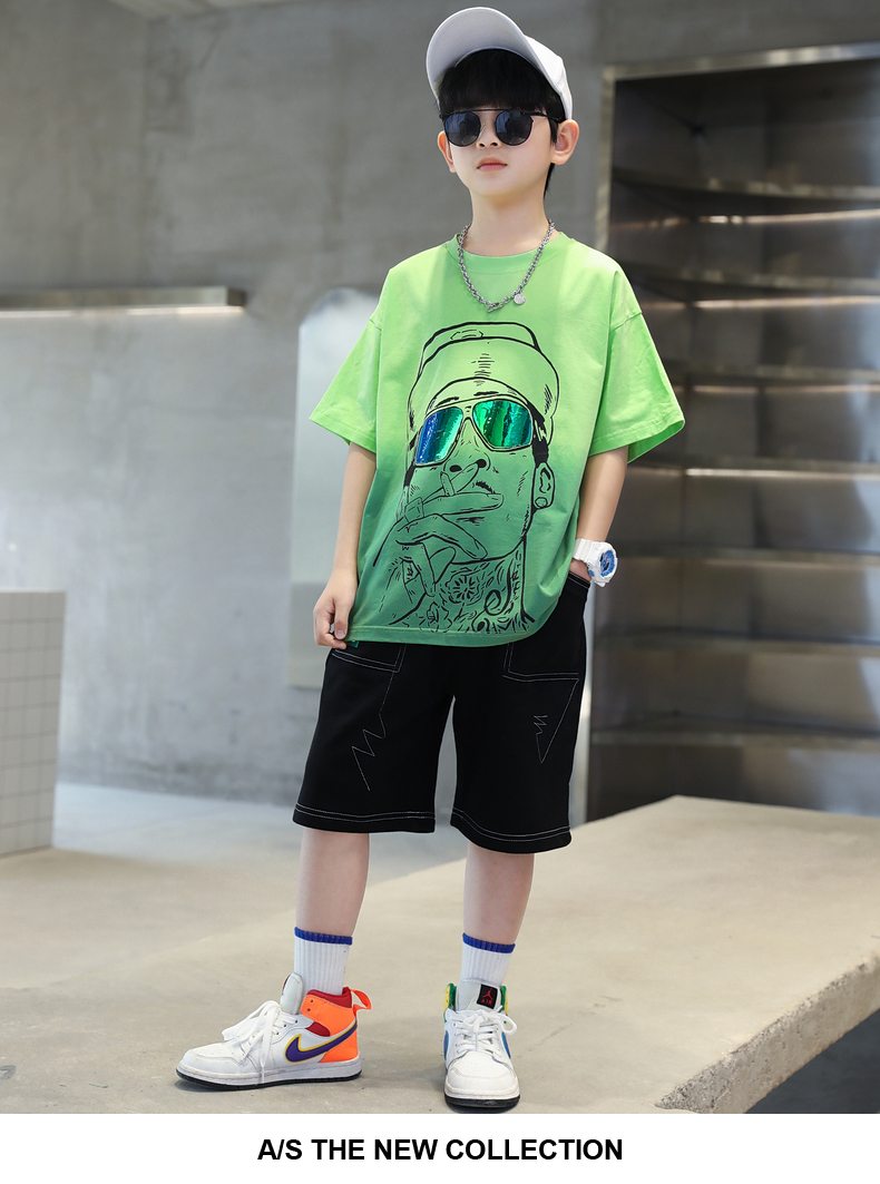 Children's and Boys' summer set 2022 New summer clothing, street hit, trendy children's short-sleeved cool and stylish clothes pic 11