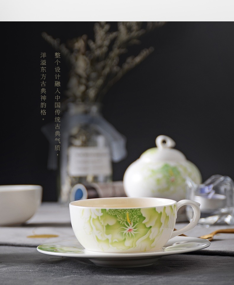Huaguang National Porcelain Spring Full Garden Cup and Pot Set, Bone China Tea Set, Home Gift Box pic 5