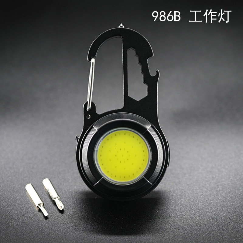 986 aleación de aluminio COB luz de trabajo luz de trabajo portátil multifuncional USB recargable mini llavero luz hebilla de montaña linterna de emergencia details Picture