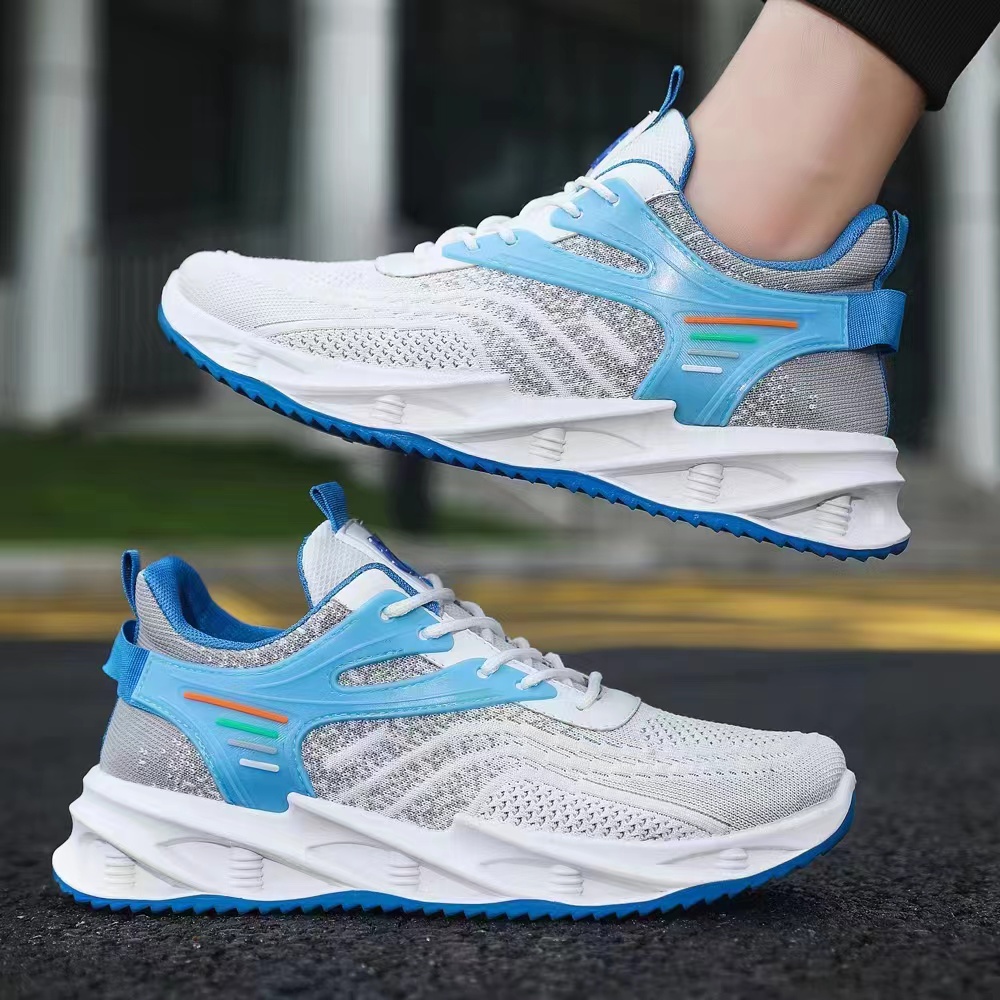 2022 new summer men's sports fly woven shoes before lacing round head spot blade bottom casual running shoes thumbnail