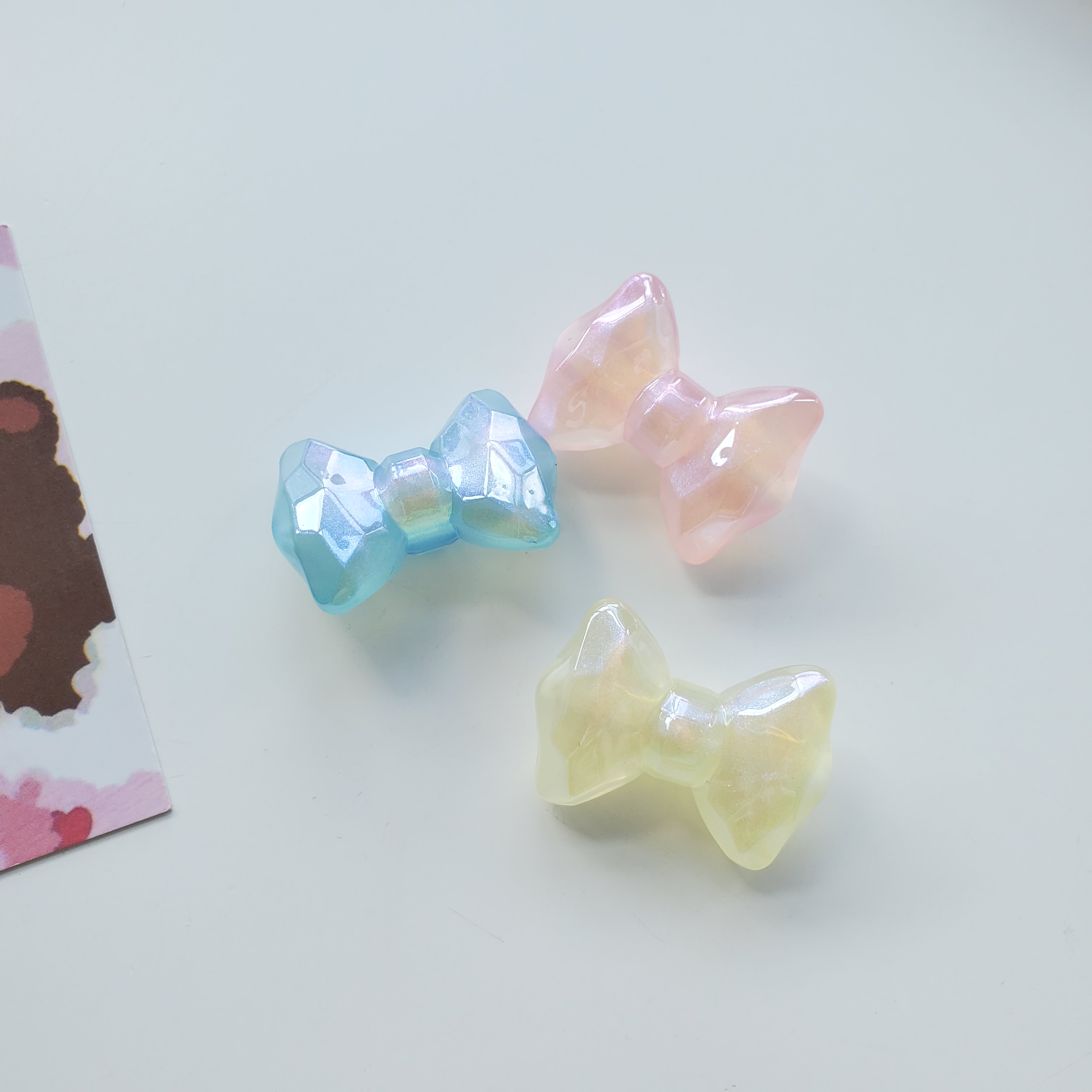 Chen Ming Accessories DIY Accessories Pearlescent Jelly Bean Acrylic beads Handmade 35mm back hole bow Accessory material whole pack Item Picture