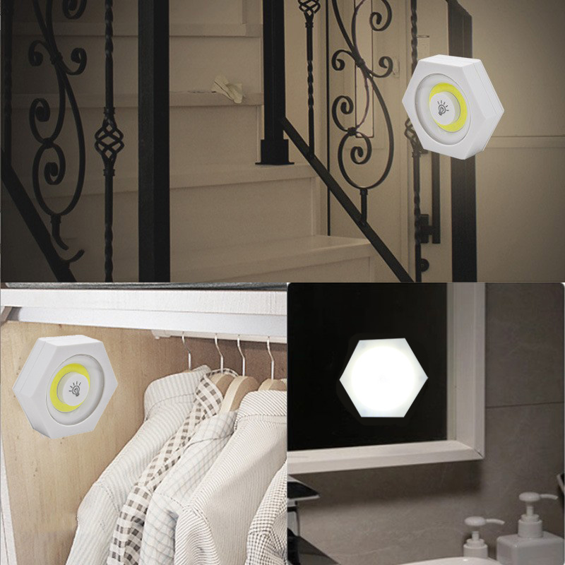 220722 COB control remoto hexagonal gabinete luz clap lámpara dormitorio cocina pasillo cabeza de cama luz de noche pequeña lámpara de noche 1 remolque 3led luz de noche pequeña pic 6