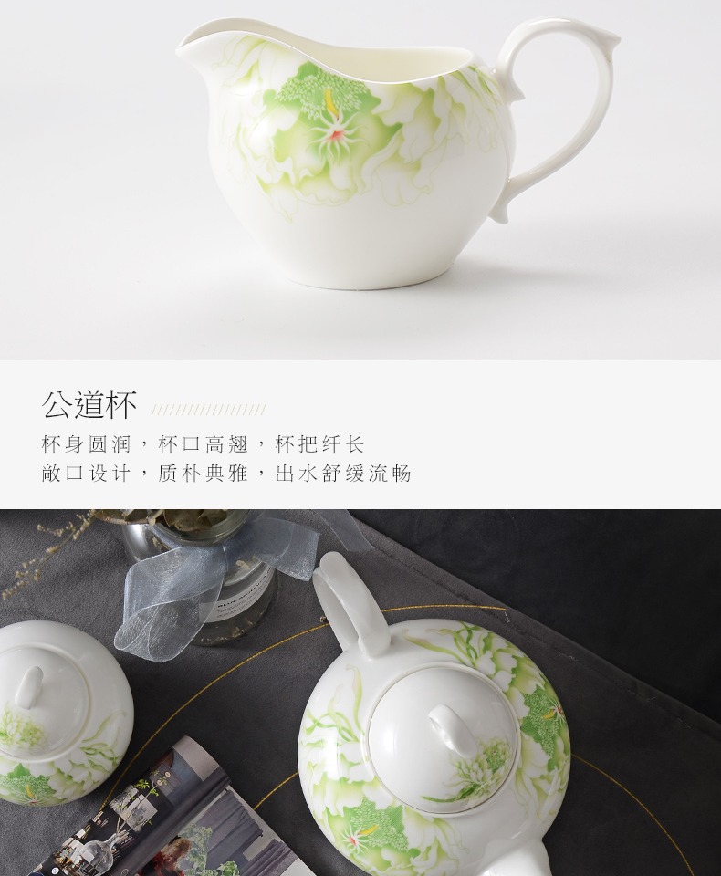 Huaguang National Porcelain Spring Full Garden Cup and Pot Set, Bone China Tea Set, Home Gift Box pic 11