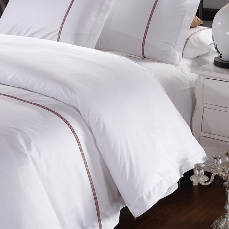 HOTEL Love at First Sight Series High-end hotel Bedding White Light Luxury four-piece set, pure cotton high-end feel, all-cotton skin-friendly soft hotel bedding set details Picture