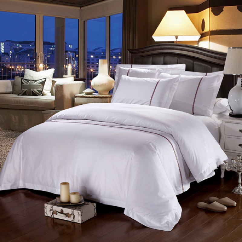 HOTEL Love at First Sight Series High-end hotel Bedding White Light Luxury four-piece set, pure cotton high-end feel, all-cotton skin-friendly soft hotel bedding set pic 1