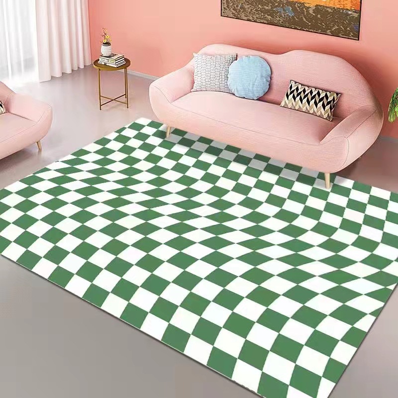 千思简约棋盘格毯家用客厅茶几地毯沙发卧室床边毯彩色格子地毯地垫详情11