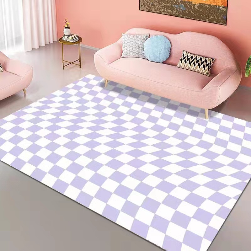 千思简约棋盘格毯家用客厅茶几地毯沙发卧室床边毯彩色格子地毯地垫详情13
