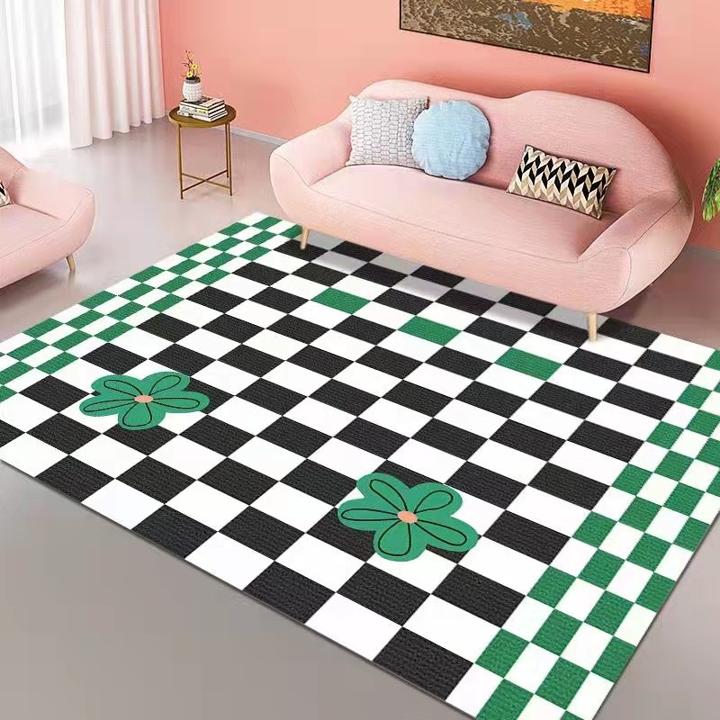 千思简约棋盘格毯家用客厅茶几地毯沙发卧室床边毯彩色格子地毯地垫详情15