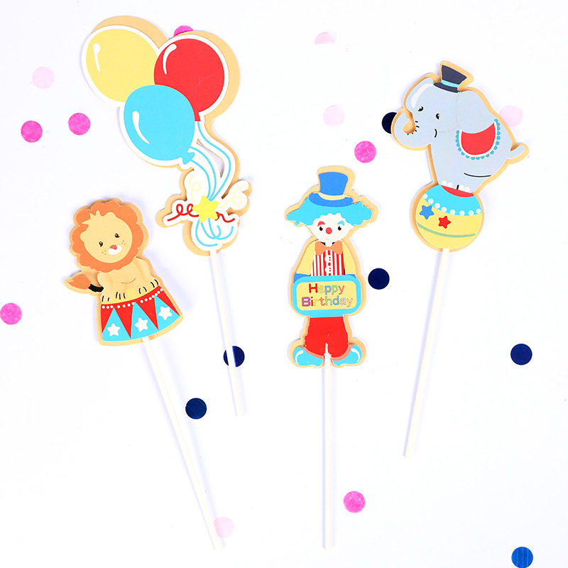 儿童生日蛋糕装饰 马戏团小丑杂技happy生日蛋糕装饰套装插件详情4