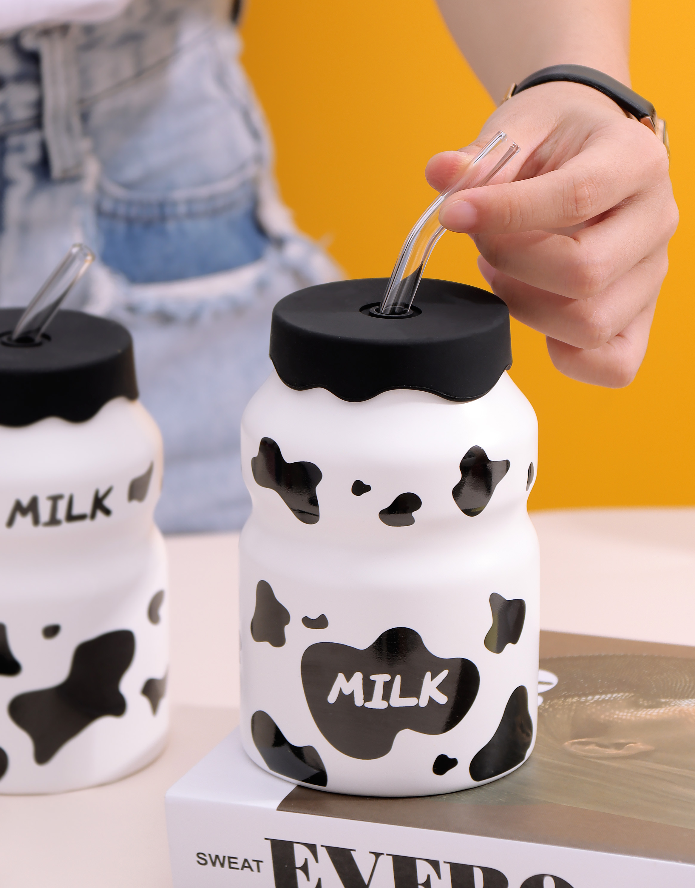 Milk ceramic cup ceramic coffee cup INS style European mug household breakfast cup small fresh lovers water cup cross-border coffee cup thumbnail