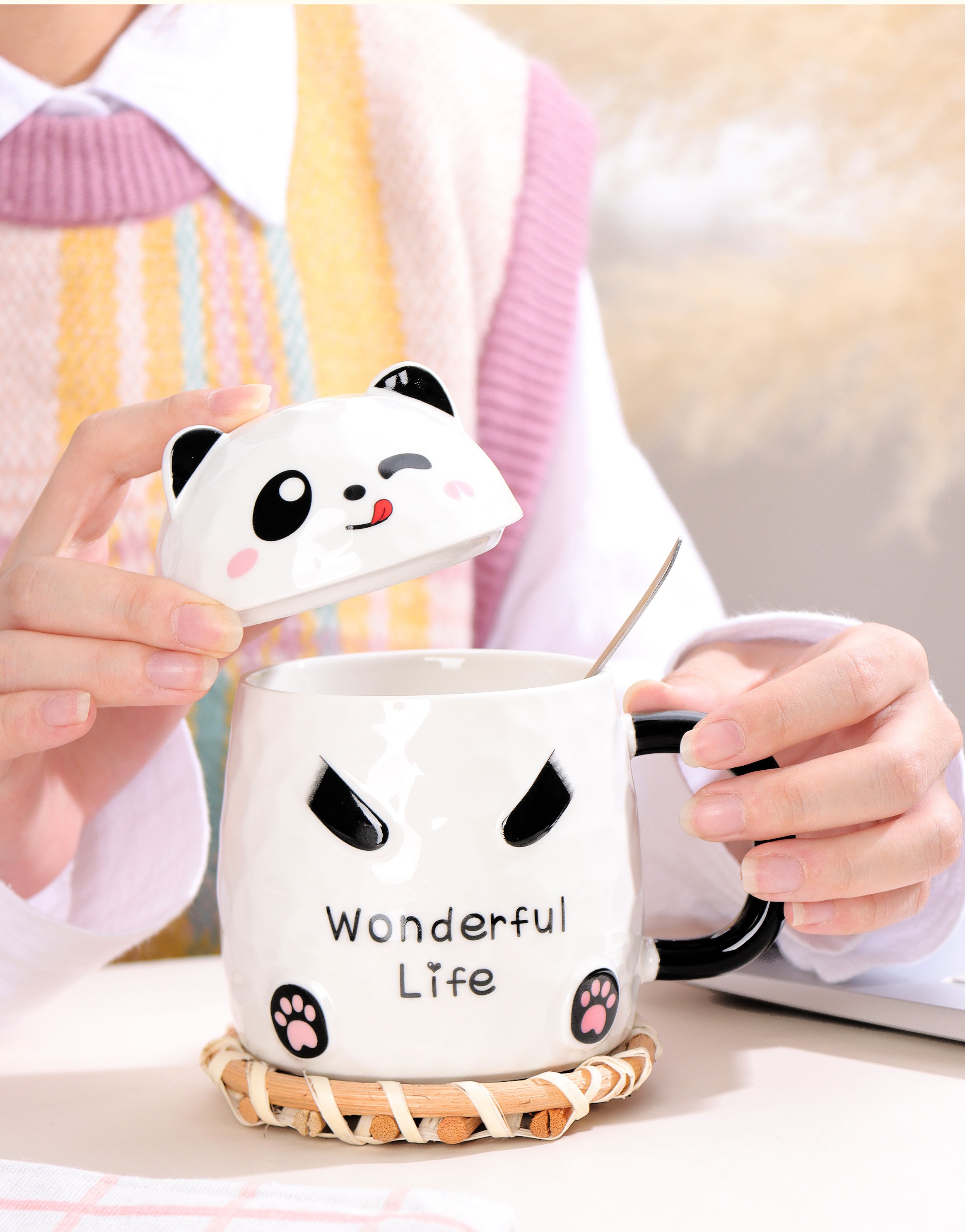 Ceramic  cup ceramic coffee cup INS style European mug household breakfast cup small fresh lovers water cup cross-border coffee cup thumbnail