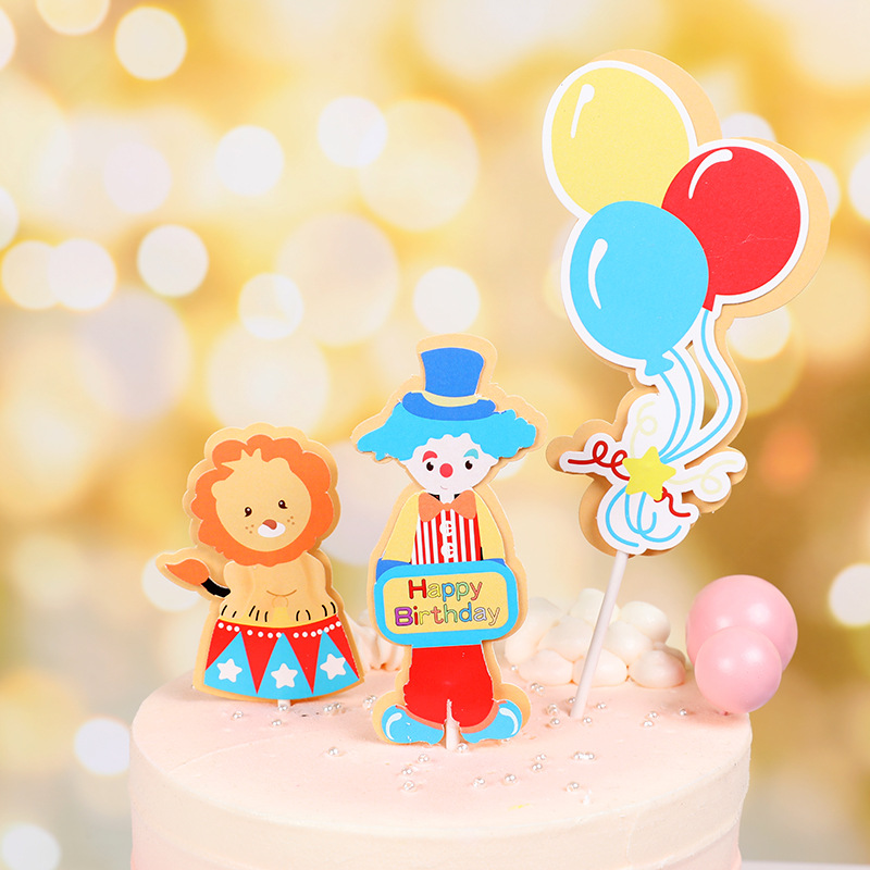 儿童生日蛋糕装饰 马戏团小丑杂技happy生日蛋糕装饰套装插件详情2