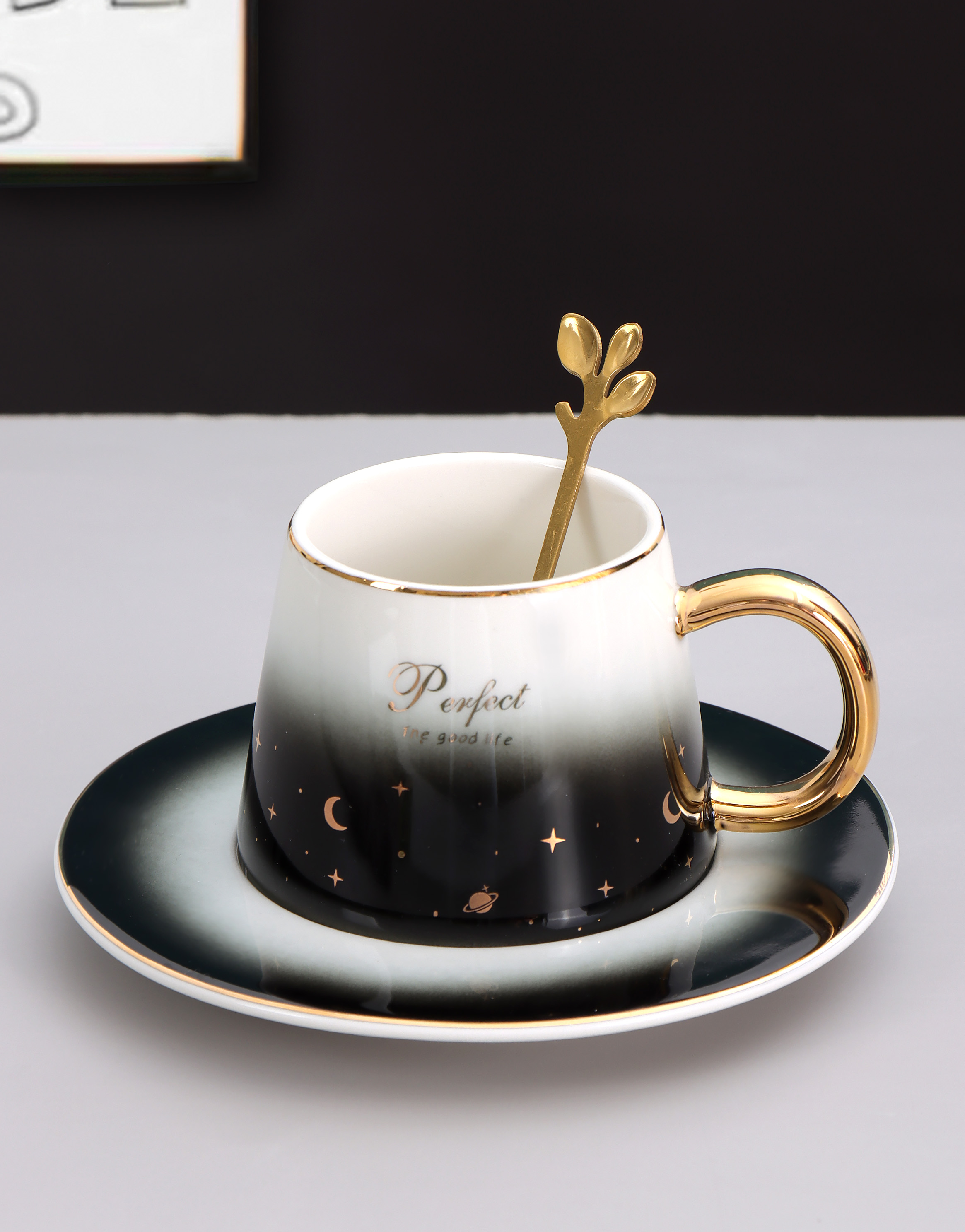 Gradual change ceramic cup ceramic coffee cup INS style European mug household breakfast cup small fresh lovers water cup cross-border coffee cup thumbnail