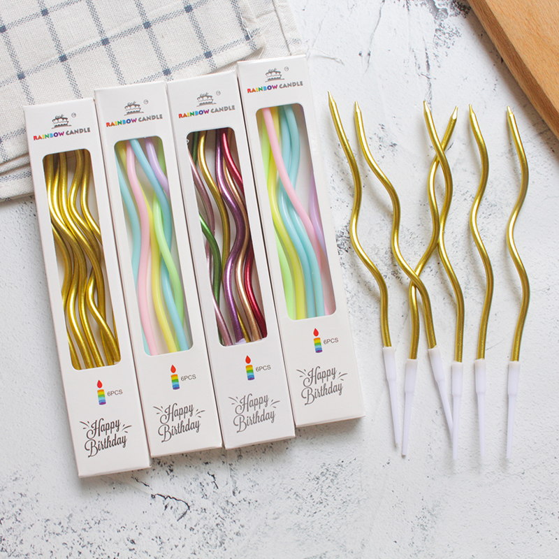螺旋旋转金属色生日蛋糕派对曲线蜡烛糖果色聚会生日蜡烛详情1