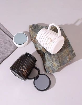 New creative fashion 1314 black and white ceramic mug color glaze classic gift printed LOGO thumbnail