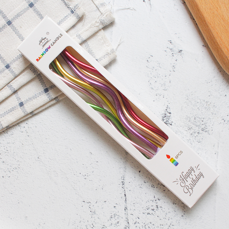 螺旋旋转金属色生日蛋糕派对曲线蜡烛糖果色聚会生日蜡烛详情3