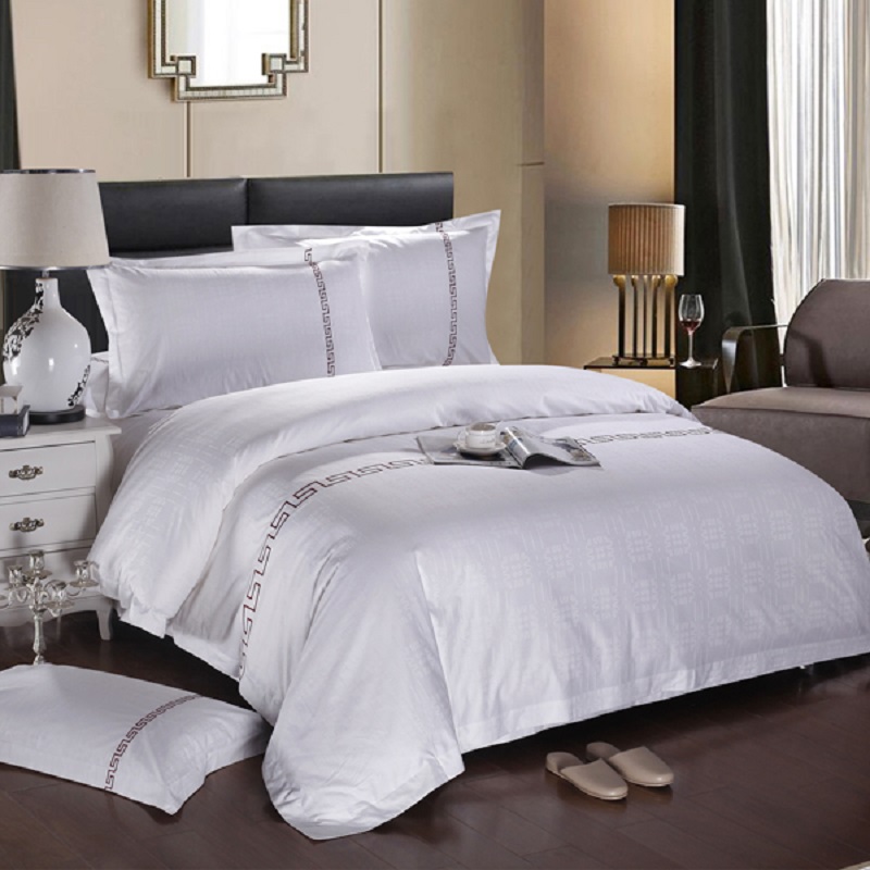 The Hotel bedding series of five-star hotel linen bedding features a 60-count cotton brocade jacquard design, which is simple, elegant and fashionable details Picture