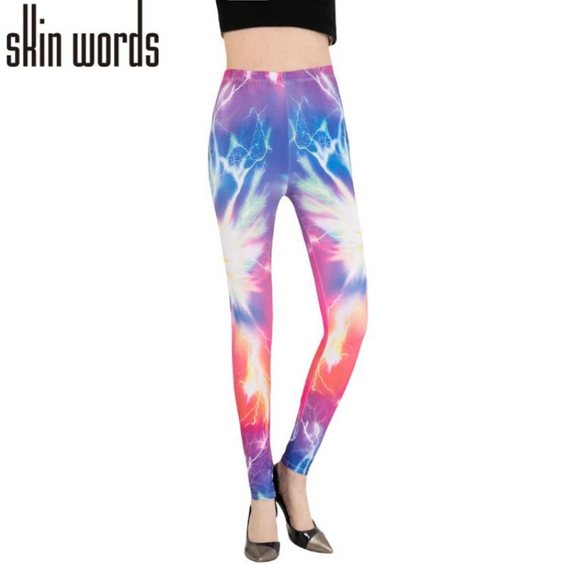 Pants Spring 2021 milk silk screen print flower leggings fashion English letter symbol graffiti outside wearing nine cent pants flower pants women thumbnail