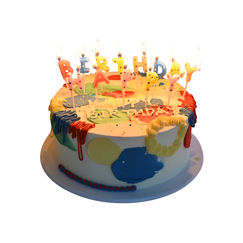彩色HB生日蜡烛波点happy birthday蛋糕装饰生日快乐字母烘焙插件详情4