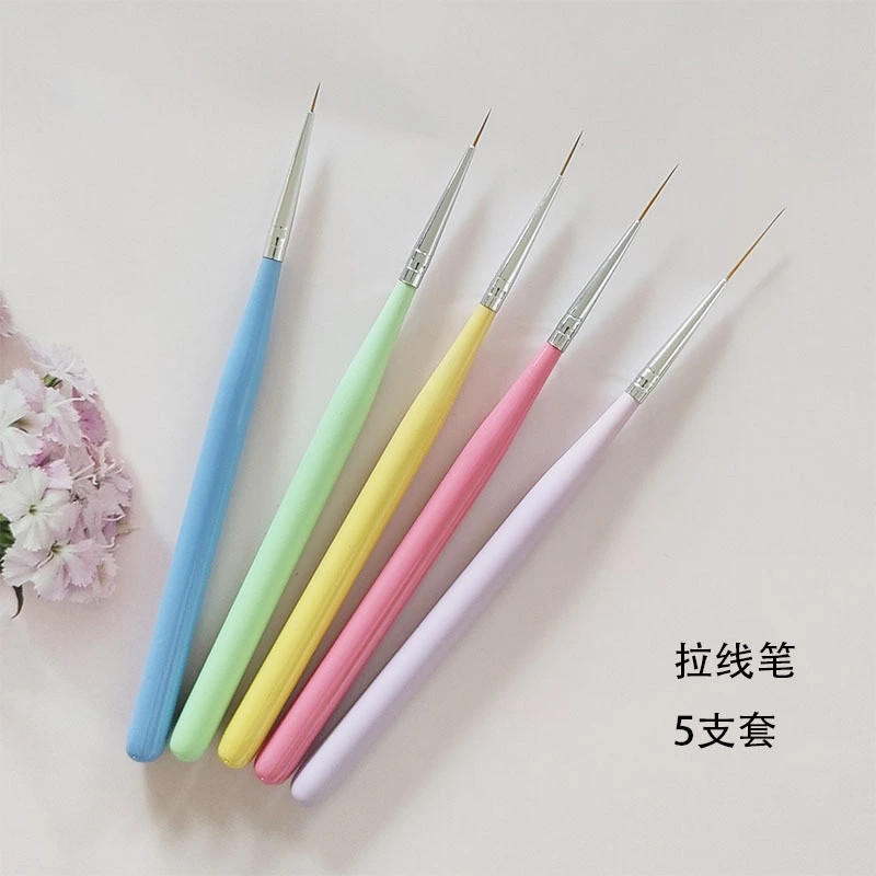 Specializing in Macaron 5 color draw line pen hook line pen stroke very fine Japanese nail pen nail nail set