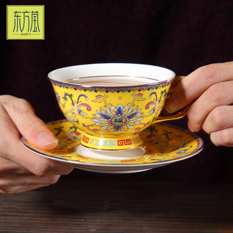 陶瓷杯骨瓷咖啡杯碟套装珐琅彩高档精致陶瓷花茶杯小奢华下午茶红茶杯礼盒装家用送礼详情6