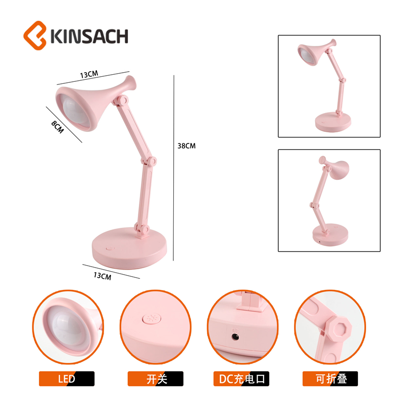 创意北欧风LED折叠台灯护眼桌面学生学习台灯便携宿舍床头小夜灯详情2