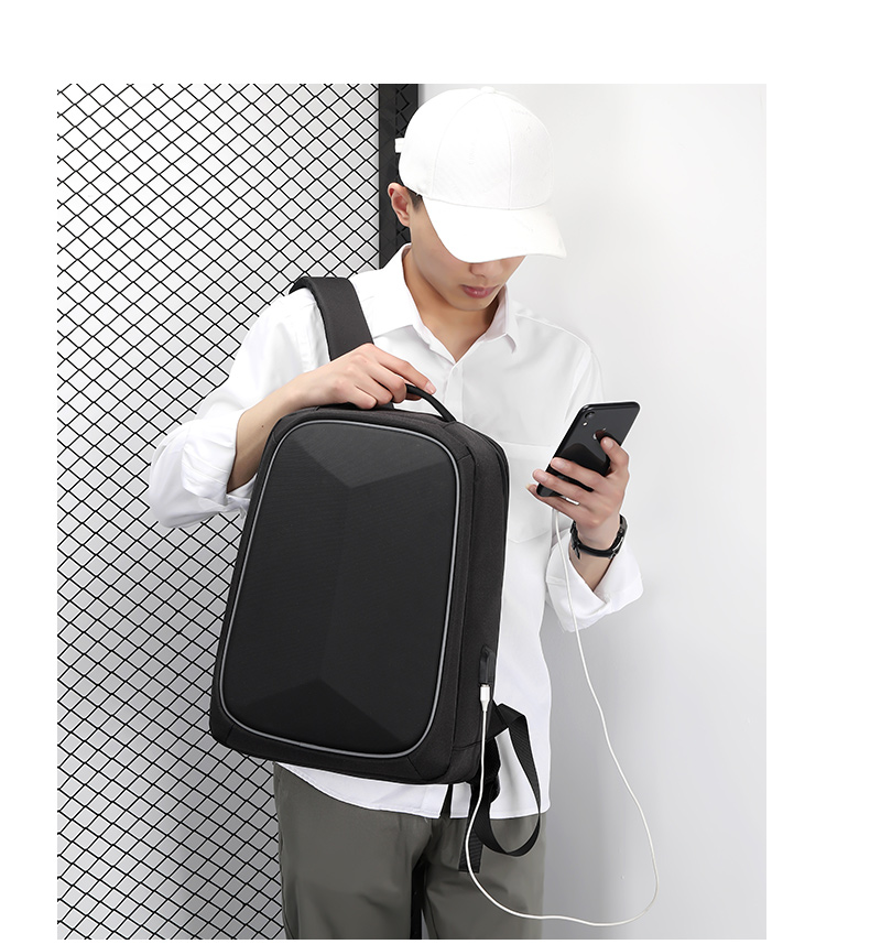 新款休闲电脑背包男商务背包学生背包休闲双肩包含USB数据线多功能包详情3