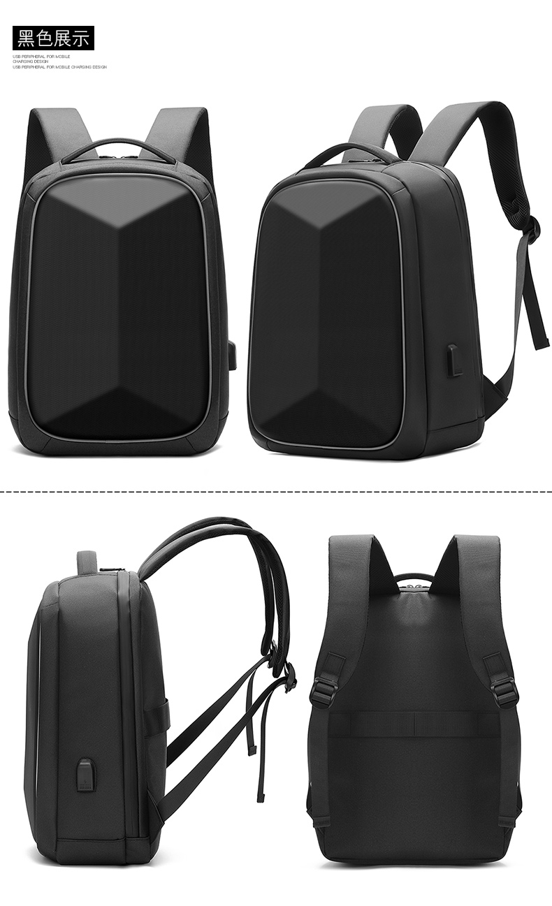 新款休闲电脑背包男商务背包学生背包休闲双肩包含USB数据线多功能包详情11
