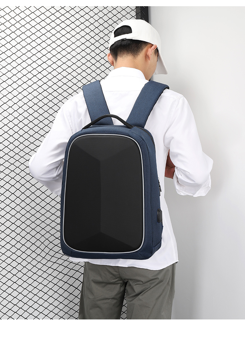 新款休闲电脑背包男商务背包学生背包休闲双肩包含USB数据线多功能包详情6