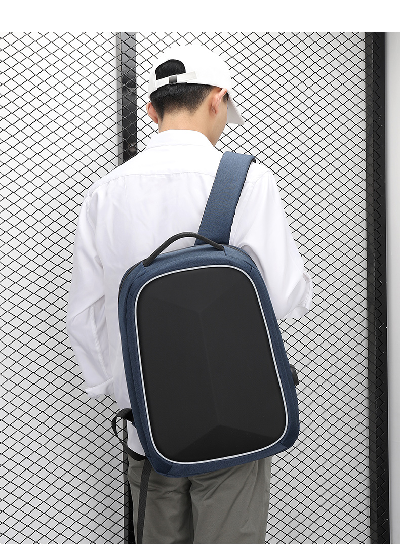 新款休闲电脑背包男商务背包学生背包休闲双肩包含USB数据线多功能包详情5