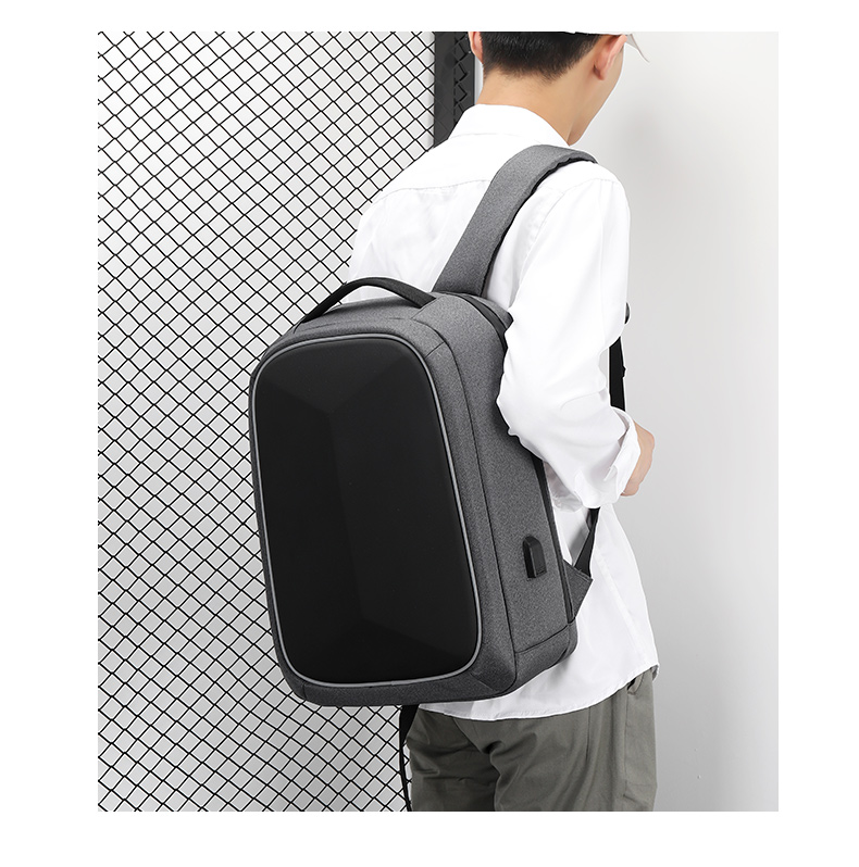 新款休闲电脑背包男商务背包学生背包休闲双肩包含USB数据线多功能包详情7