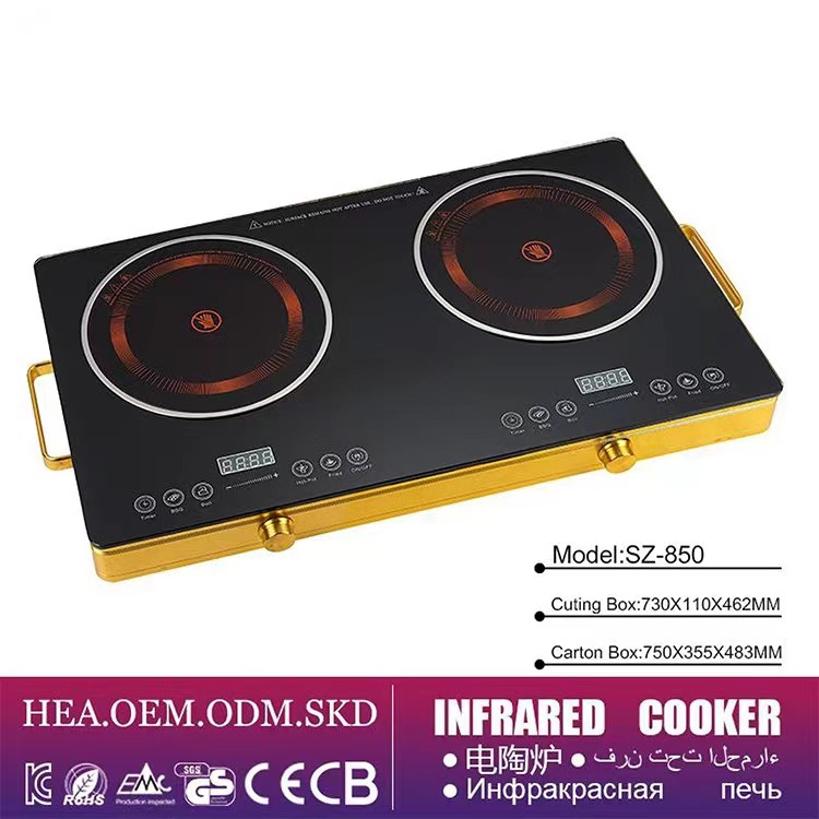 Double-head electric ceramic stove 3500w, intelligent timed heating, no pot picky, Middle Eastern double-head electric stove, ceramic cookware, double-head stove pic 1