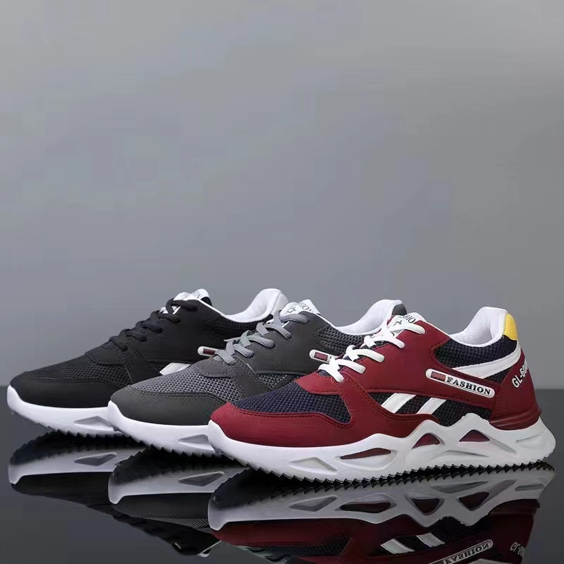 2022 foreign trade new summer men's sports shoes front lacing breathable fly woven round head spot blade bottom casual running shoes thumbnail