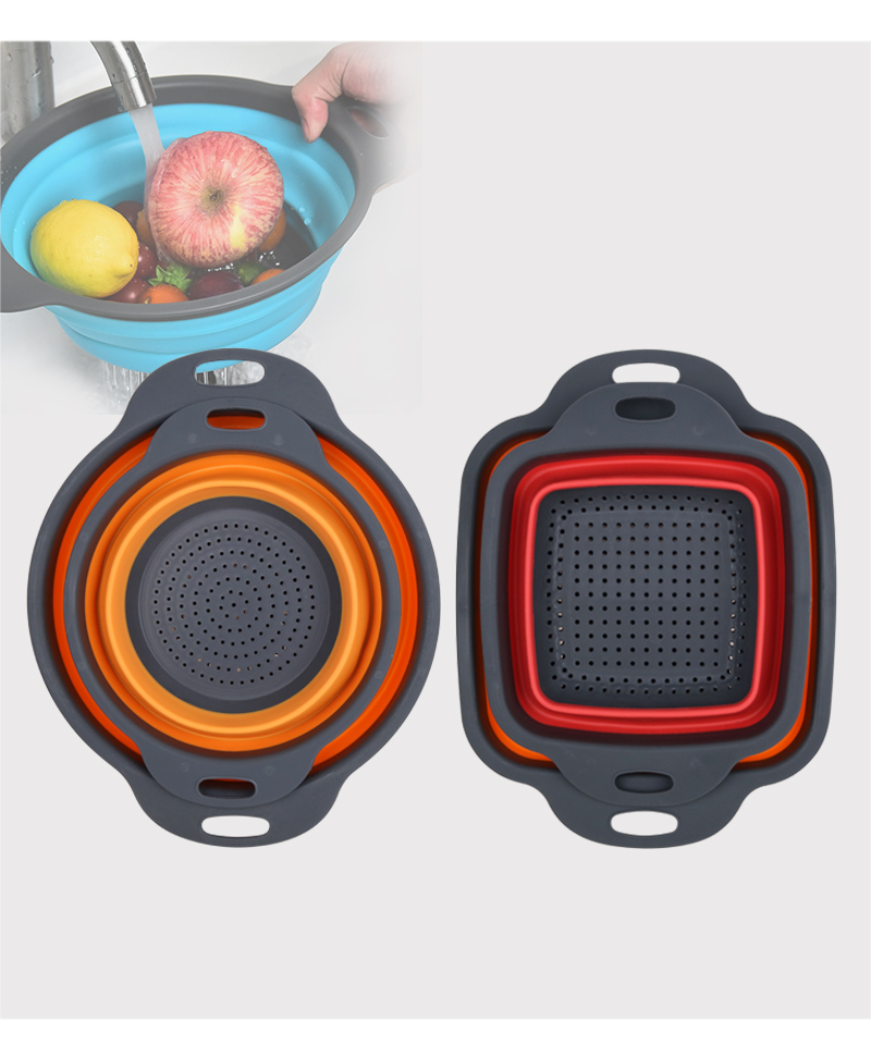 圆形沥水篮多功能折叠水果篮可伸缩折叠家用菜蓝厨房工具详情5